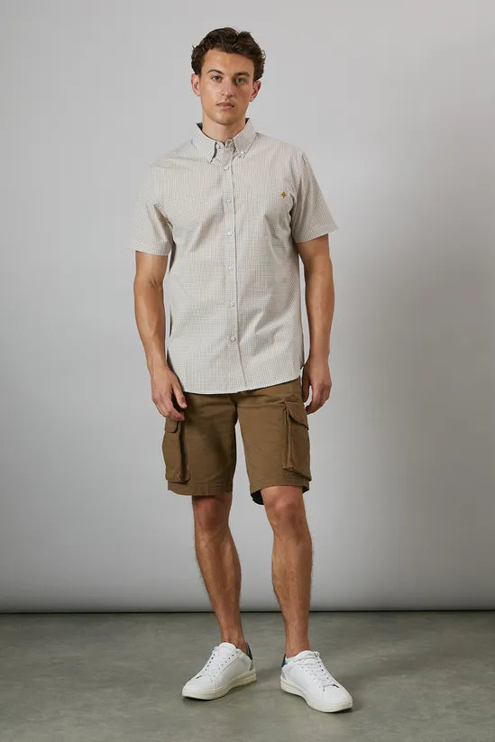Yellow Micro Grid Check Short Sleeve Shirt