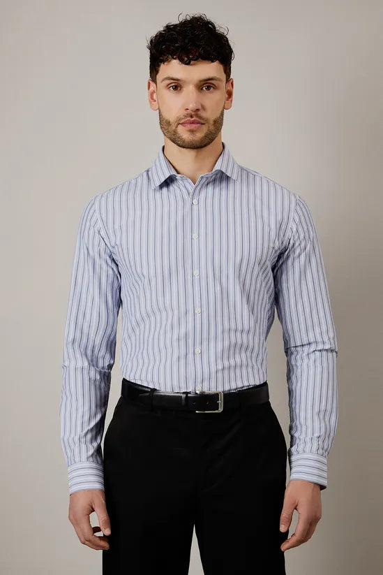 Blue Multi Stripe Slim Fit Shirt