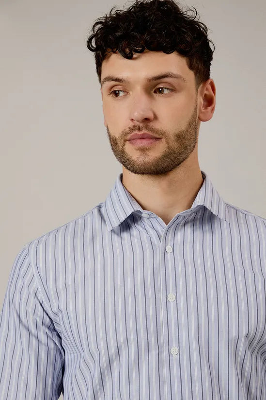 Blue Multi Stripe Slim Fit Shirt