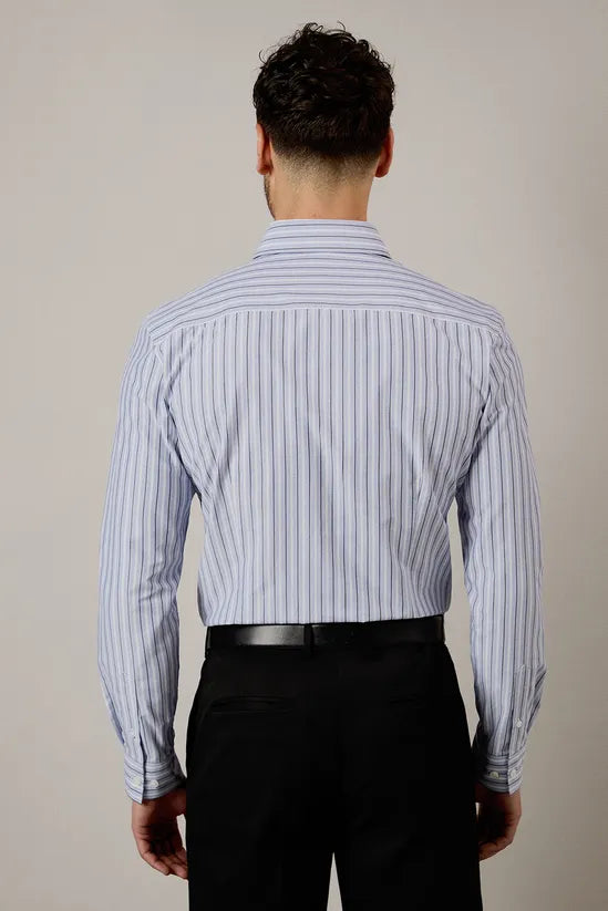 Blue Multi Stripe Slim Fit Shirt