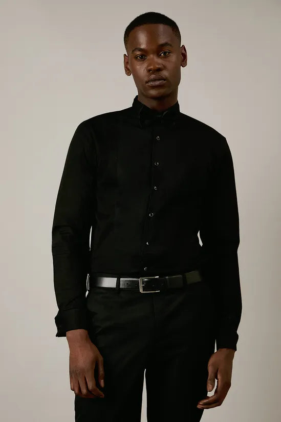 Black Wing Collar Dress Shirt