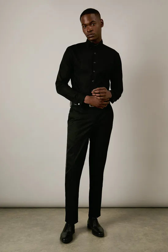 Black Wing Collar Dress Shirt