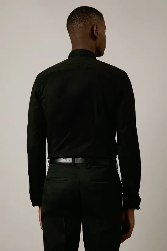 Black Wing Collar Dress Shirt