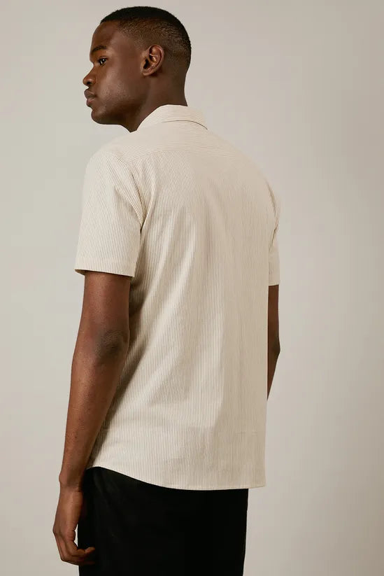 Off White Fine Stripe Short Sleeve Shirt
