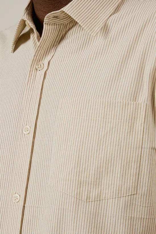 Off White Fine Stripe Short Sleeve Shirt